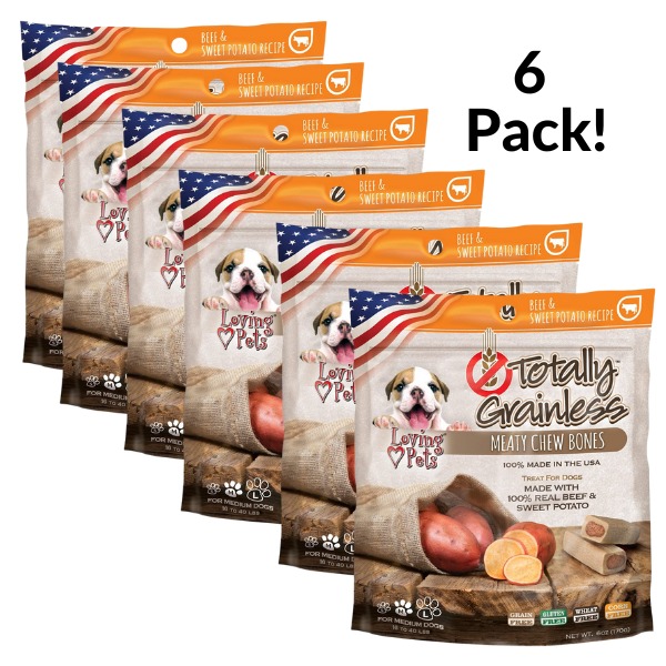 6 Bags of Loving Pets Totally Grainless Beef & Sweet Potato Recipe